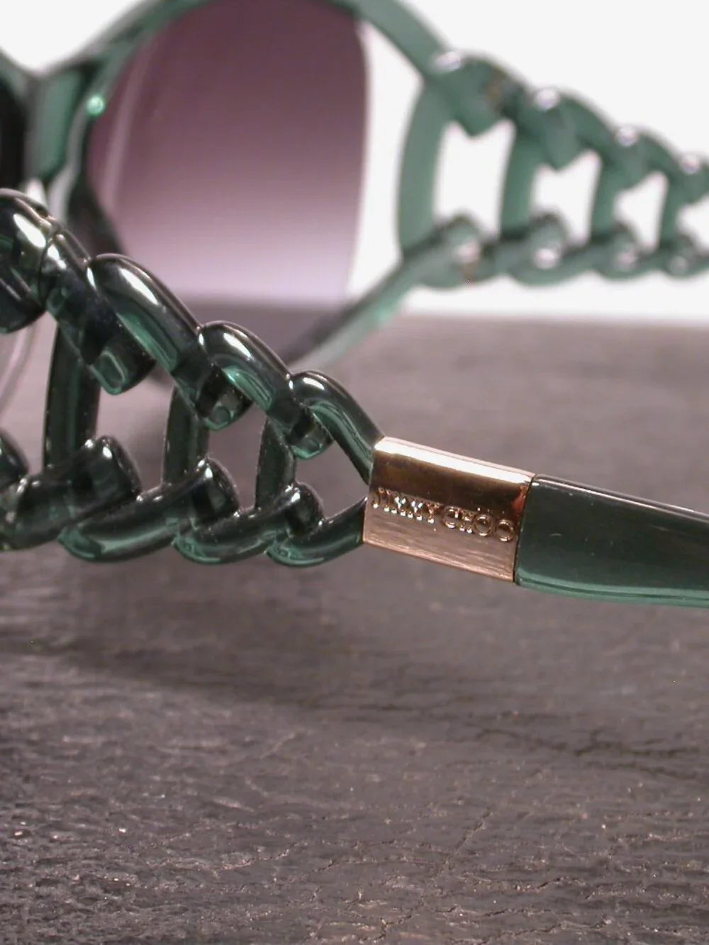 Authentic Jimmy Choo Clear Green Link Gold Sunglasses Made in Italy FRAME ONLY